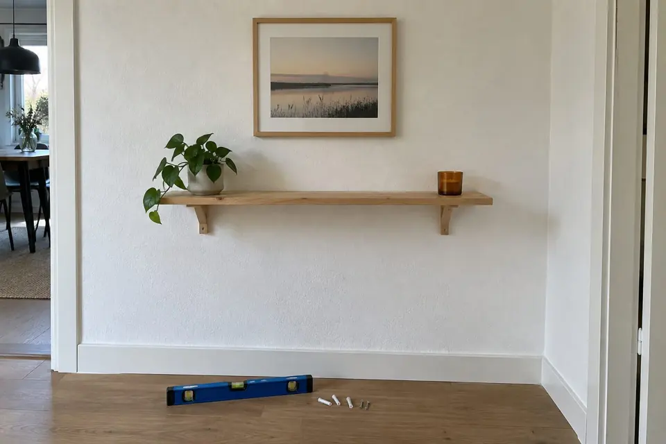 Wandplank en ophangwerk in huis